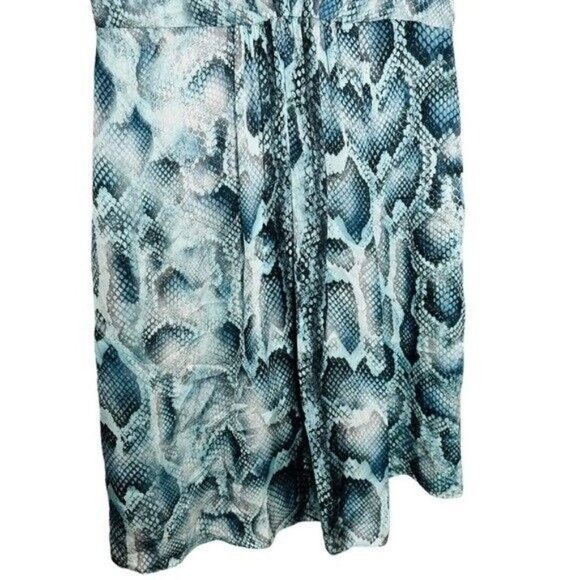 Elie Tahari Dia Gathered Snake-Print Silk-Satin Mini Dress Turquoise Size 4 - Picture 7 of 15
